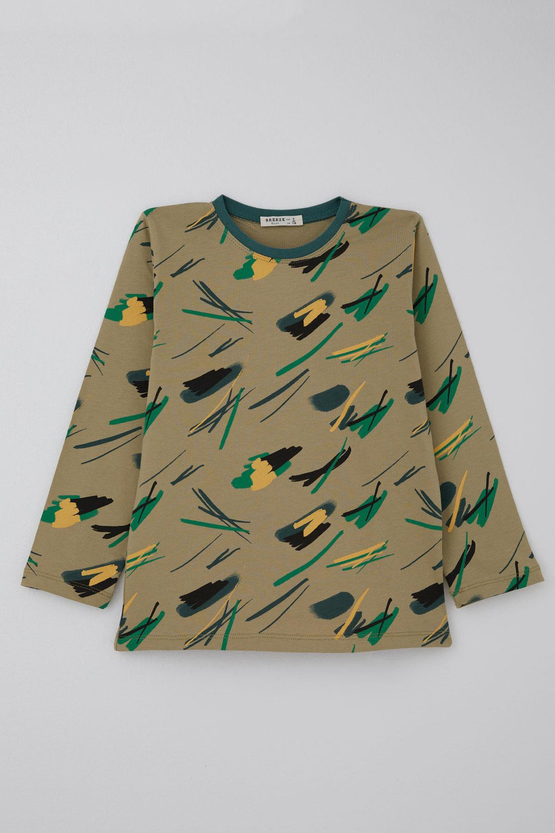 BRE Breeze Erkek Çocuk Pijama Takımı Uykucu Fırça 4-8 Yaş, Haki Yeşil - Cutler Bay