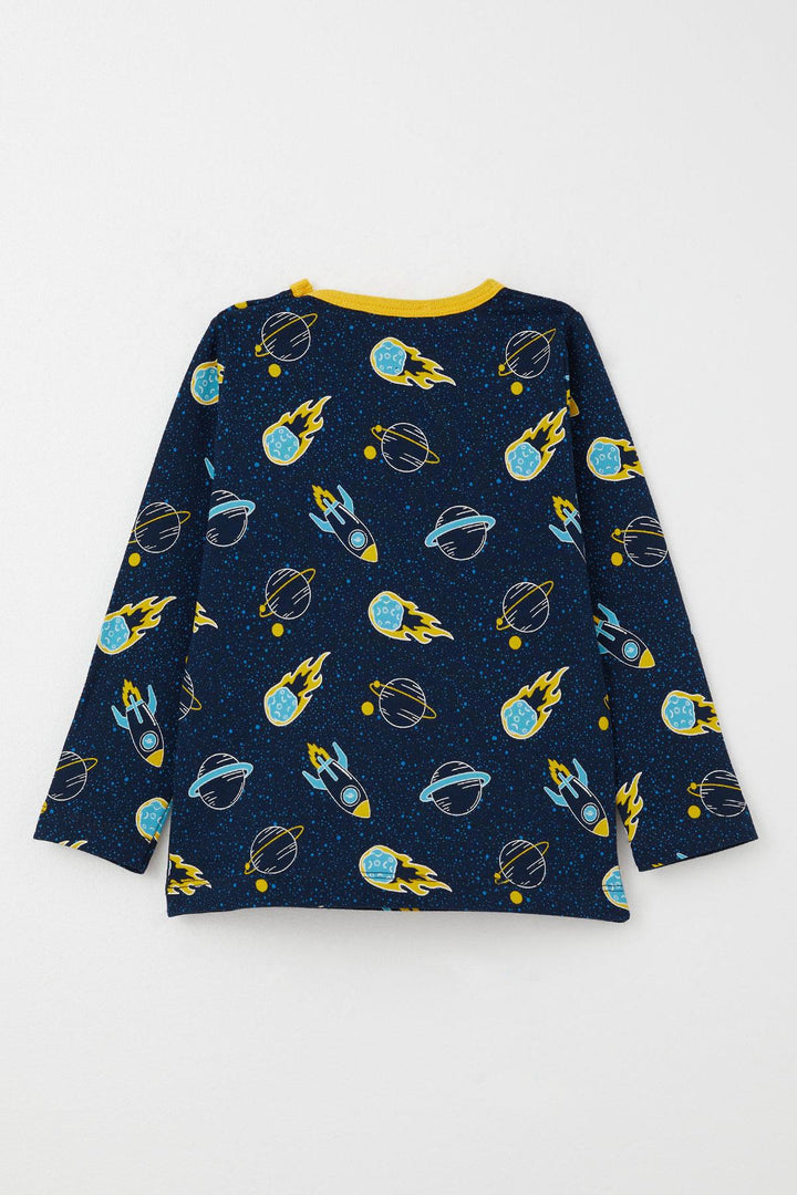 BRE Breeze Boys' Pyjama Set Space Themed 1-3 Years, Navy Blue - Sintra