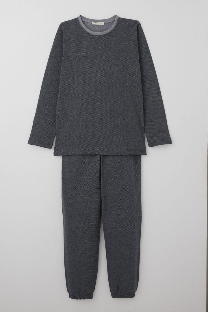 BRE Breeze Boys' Pajama Set Diagonal Stripe Patterned 92 Years, Black - Beverwijk