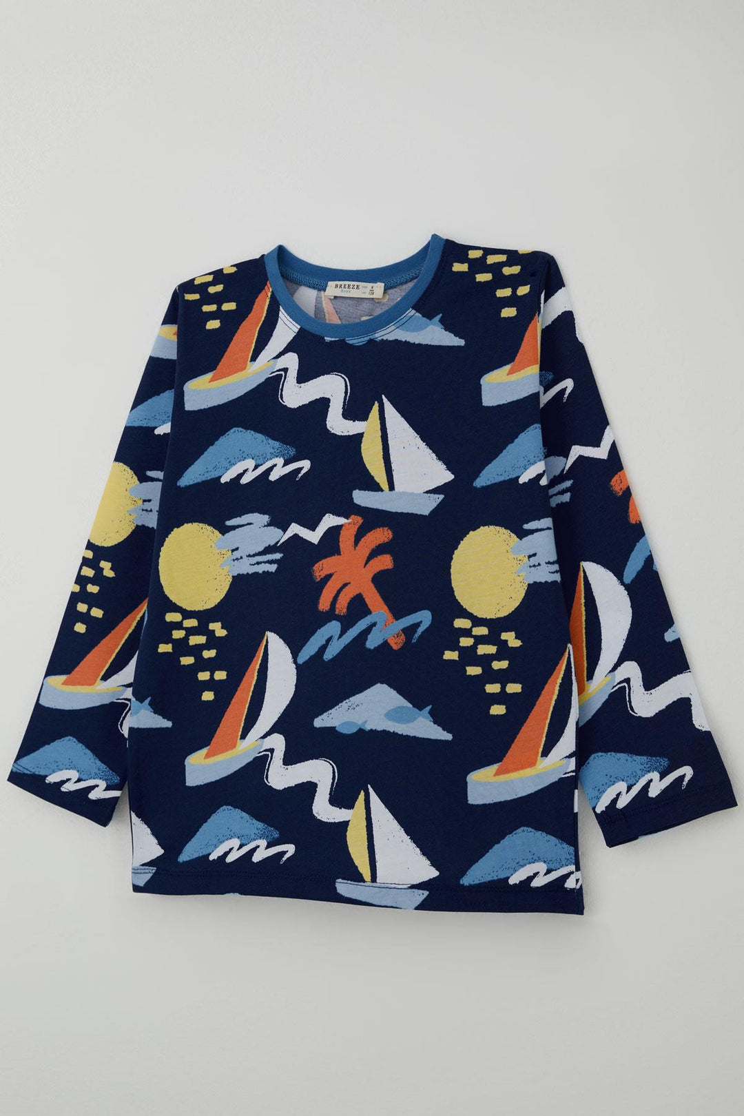 BRE Breeze Boys' Pyjama Set Summer Themed Elastic Waistband Cuffs 4-8 Years, Navy Blue - Mataró