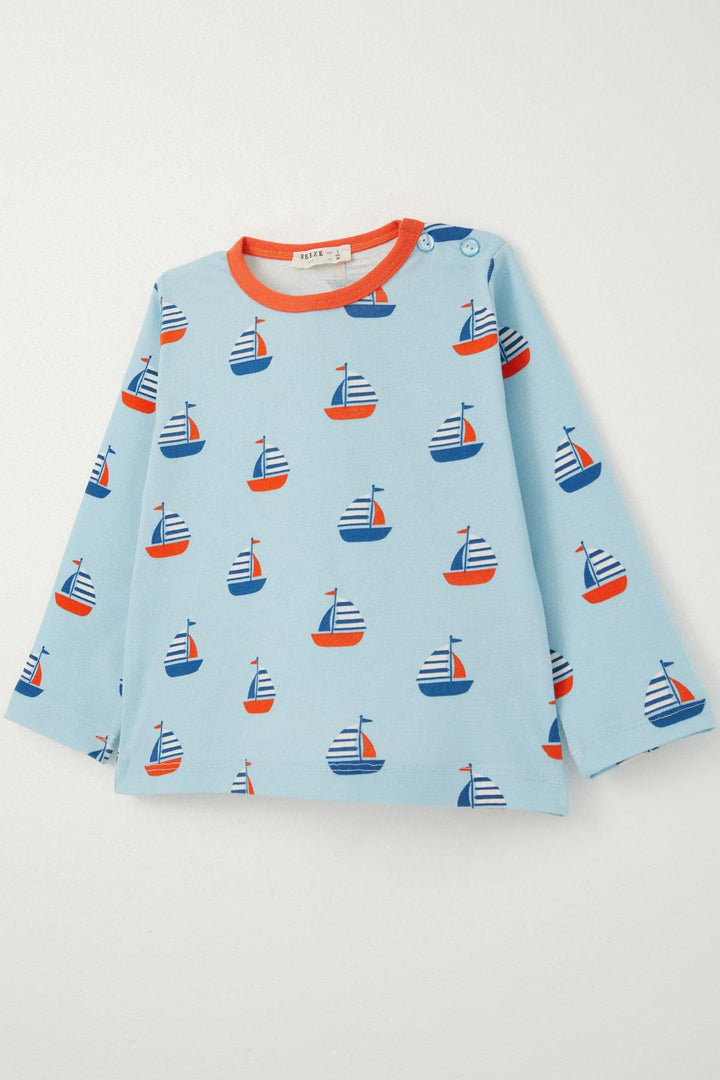 BRE Breeze Boys' Pyjama Set Sail Patterned 1-3 Years, Light Blue - Fiumicino