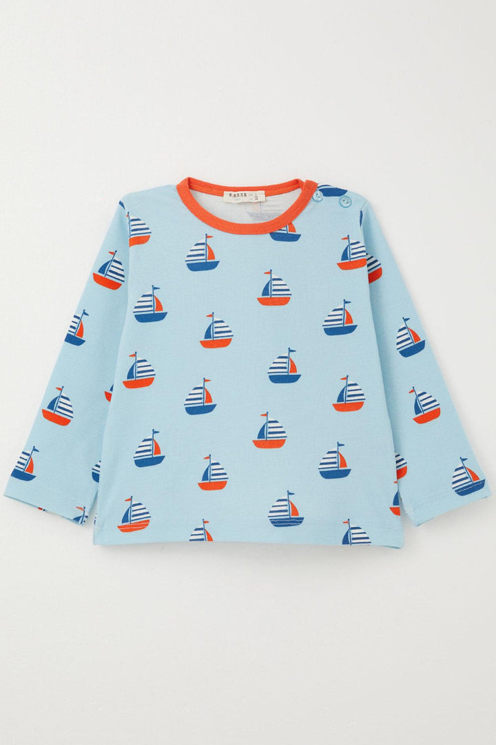 BRE Breeze Boys' Pyjama Set Sail Patterned 1-3 Years, Light Blue - Fiumicino