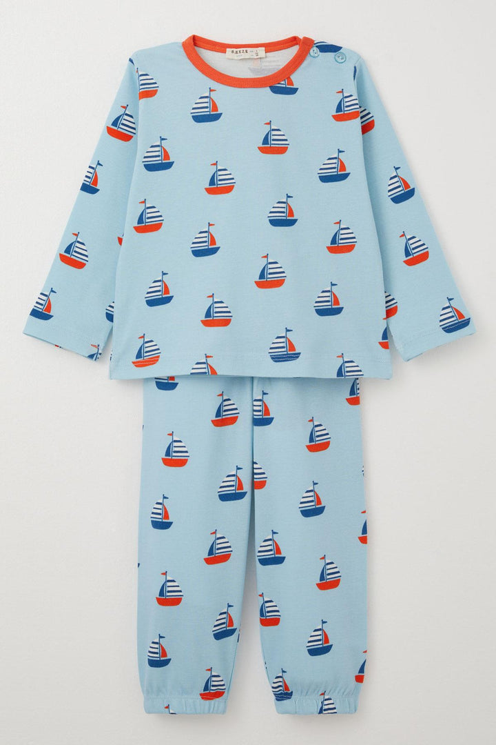 BRE Breeze Boys' Pyjama Set Sail Patterned 1-3 Years, Light Blue - Fiumicino
