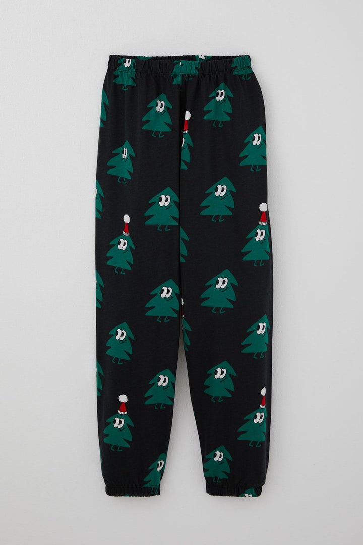 BRE Breeze Boys' Pyjama Set New Year's Themed Smiling Zip Zip Trees 4-8 Years, Black - Deurne