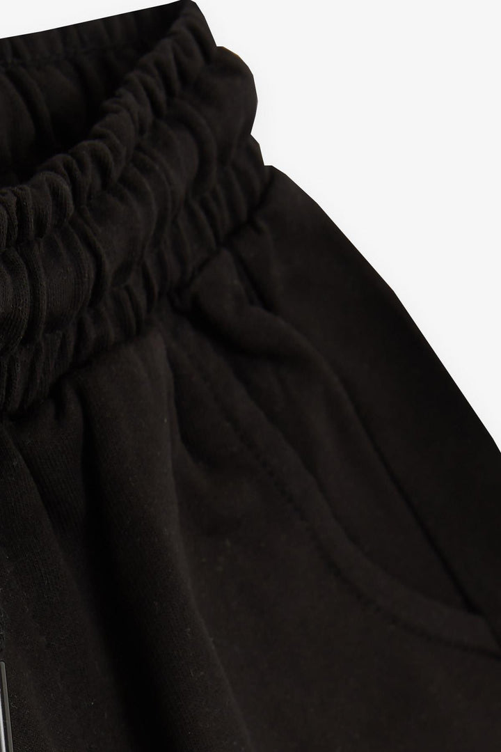 BRE Breeze شورت للأولاد والبنات مع كتابة مطبوعة ورباط وجيوب، 3-7 سنوات، أسود - لانسينغ