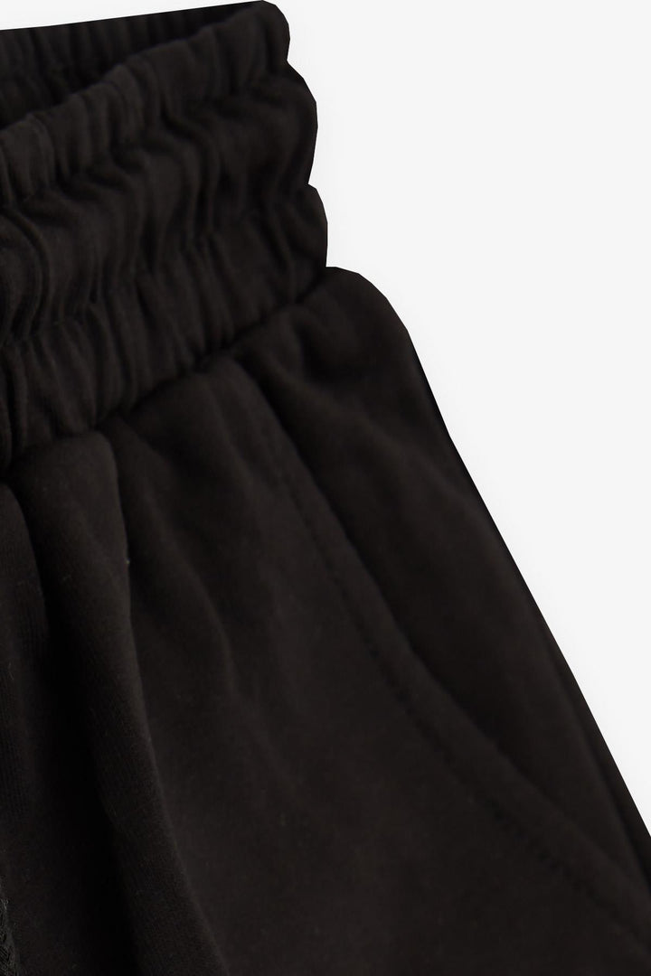 شورت BRE Breeze للفتيات والأولاد مع كتابة مطبوعة، برباط، جيوب، حزام خصر مطاطي، 84 سنة، أسود - بيرتون أبون ترينت