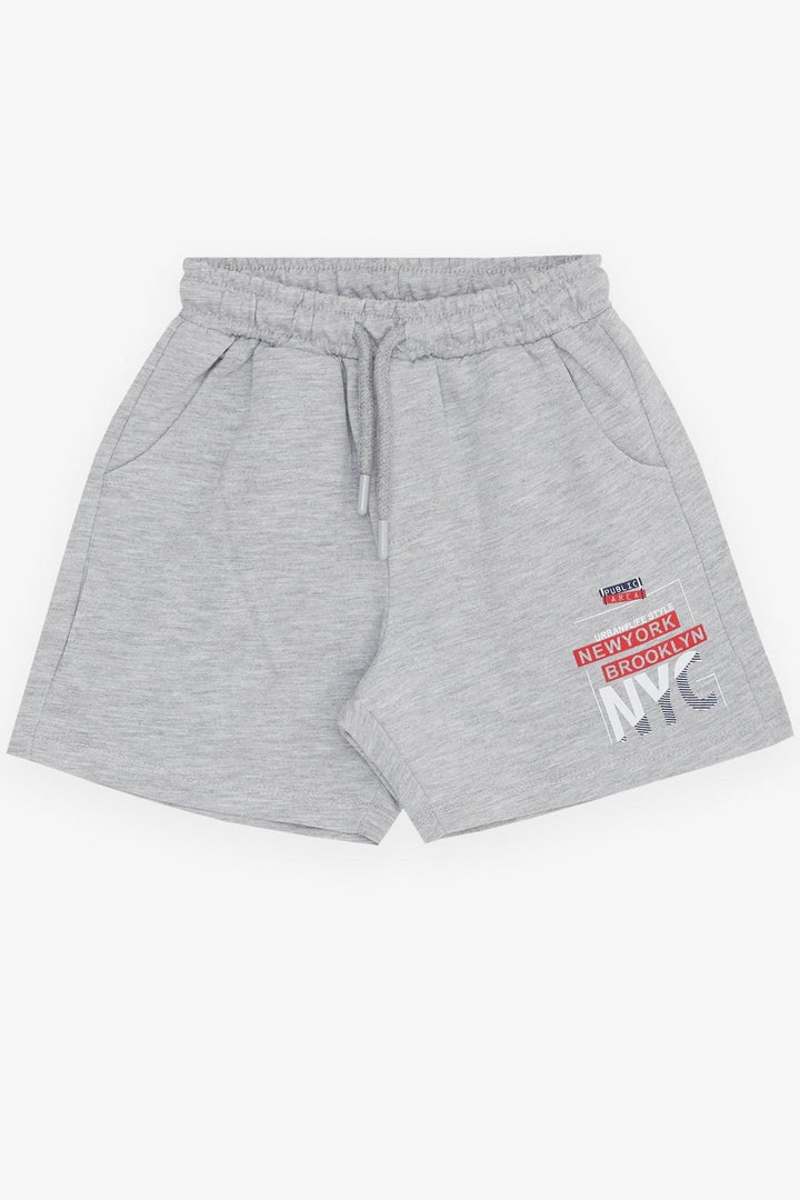 BRE Breeze Girls & Boys Boys' Shorts Printed with Drawstring Pockets 3-7 Years, Light Grey Melange - Richardson