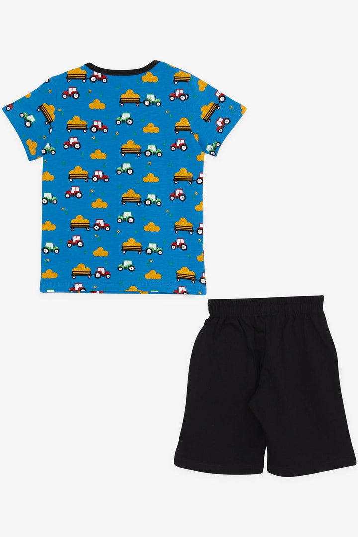 BRE Breeze Girls & Boys Boys' Short Pyjama Set Tractor Patterned 1.5-5 Years, Blue - Langford Station