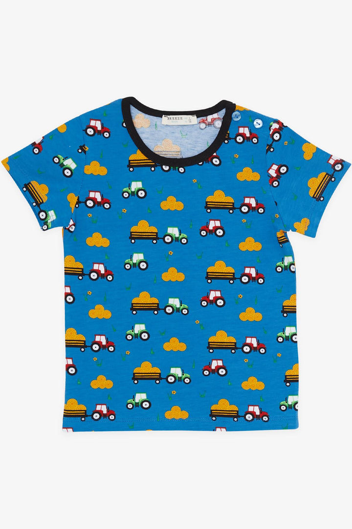 BRE Breeze Girls & Boys Boys' Short Pyjama Set Tractor Patterned 1.5-5 Years, Blue - Langford Station