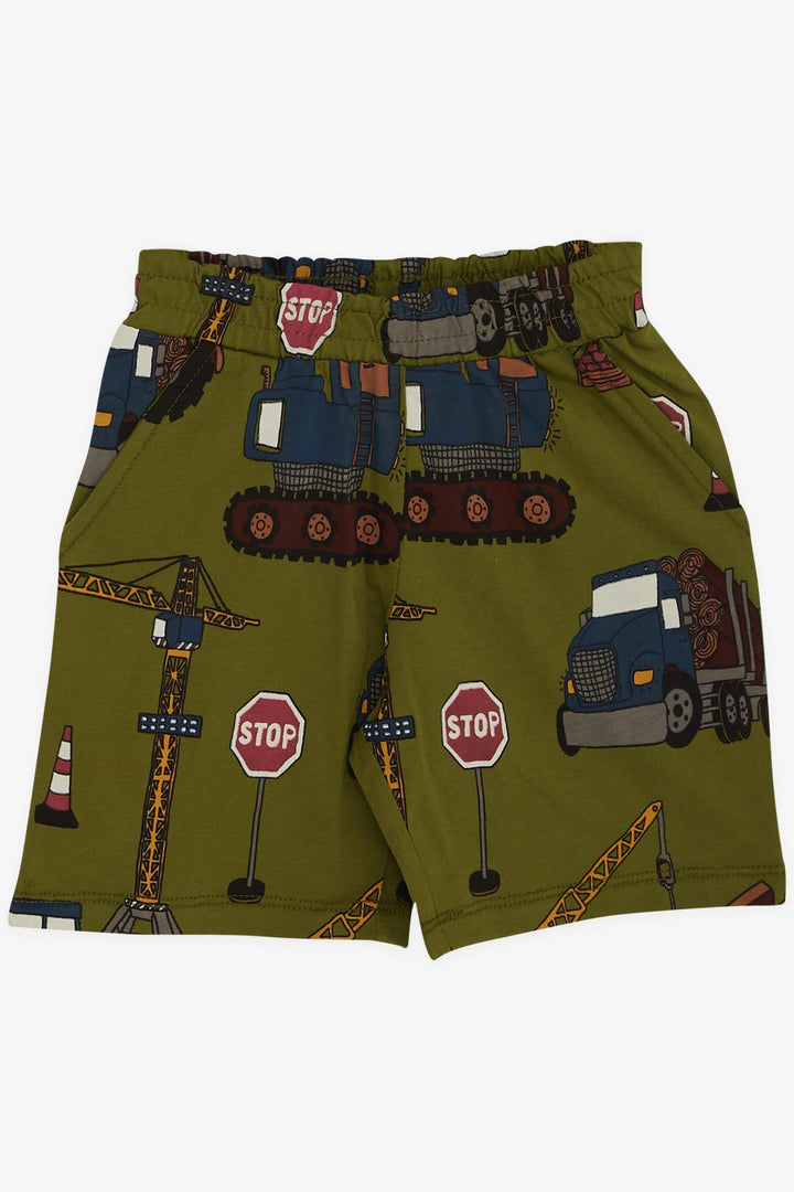 BRE Breeze Boys' Short Pajama Set with Construction Vehicle Pattern 2-6 Years, Khaki Green - Doncaster