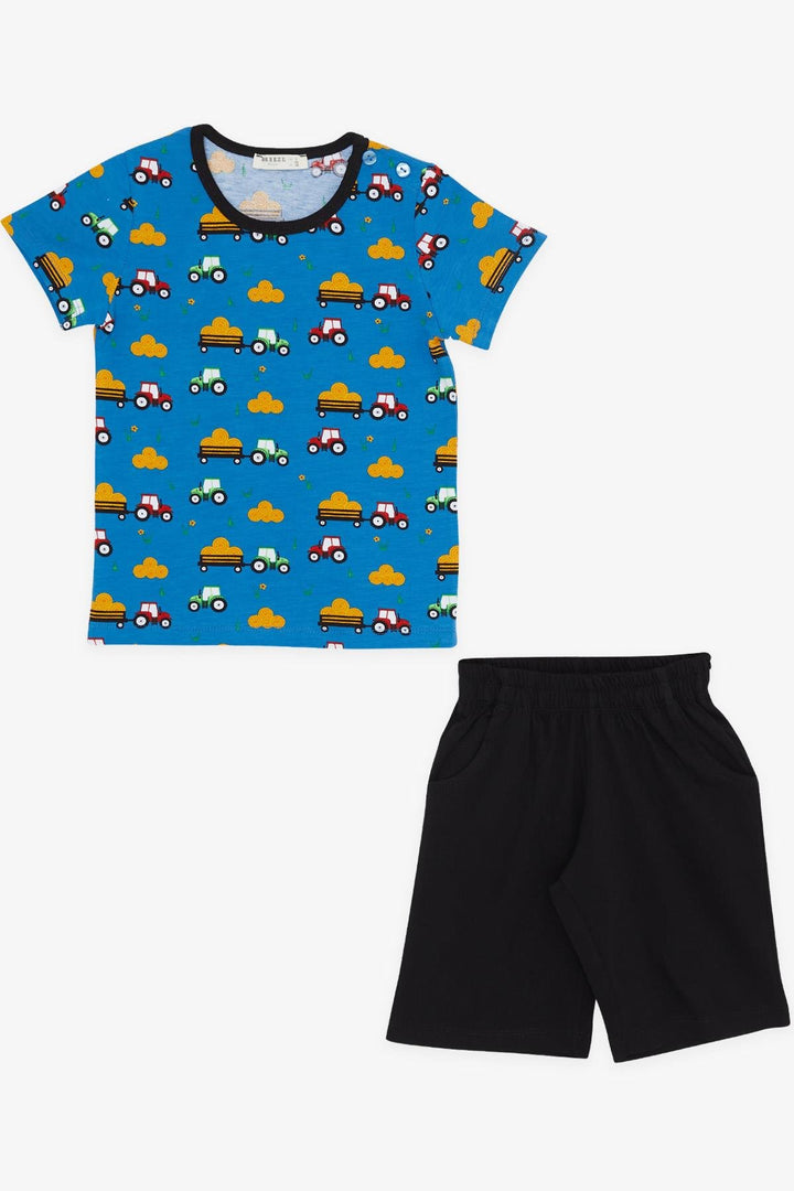 BRE Breeze Girls & Boys Boys' Short Pyjama Set Tractor Patterned 1.5-5 Years, Blue - Langford Station