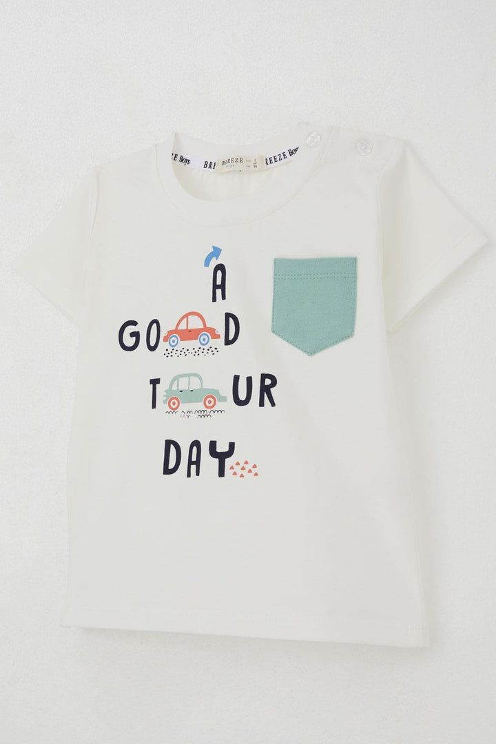 BRE Breeze Boys' Shorts Set with Car Printed Pocket Detail 1.5-5 Years, Ecru - Hinckley