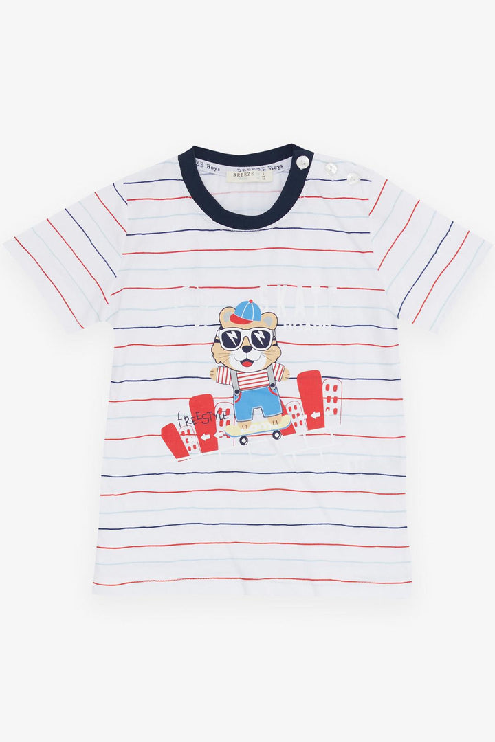 BRE Breeze Girls & Boys Boys' Shorts Set Striped Cool Animal Printed 1.5-5 Years, White - Nieuwegein