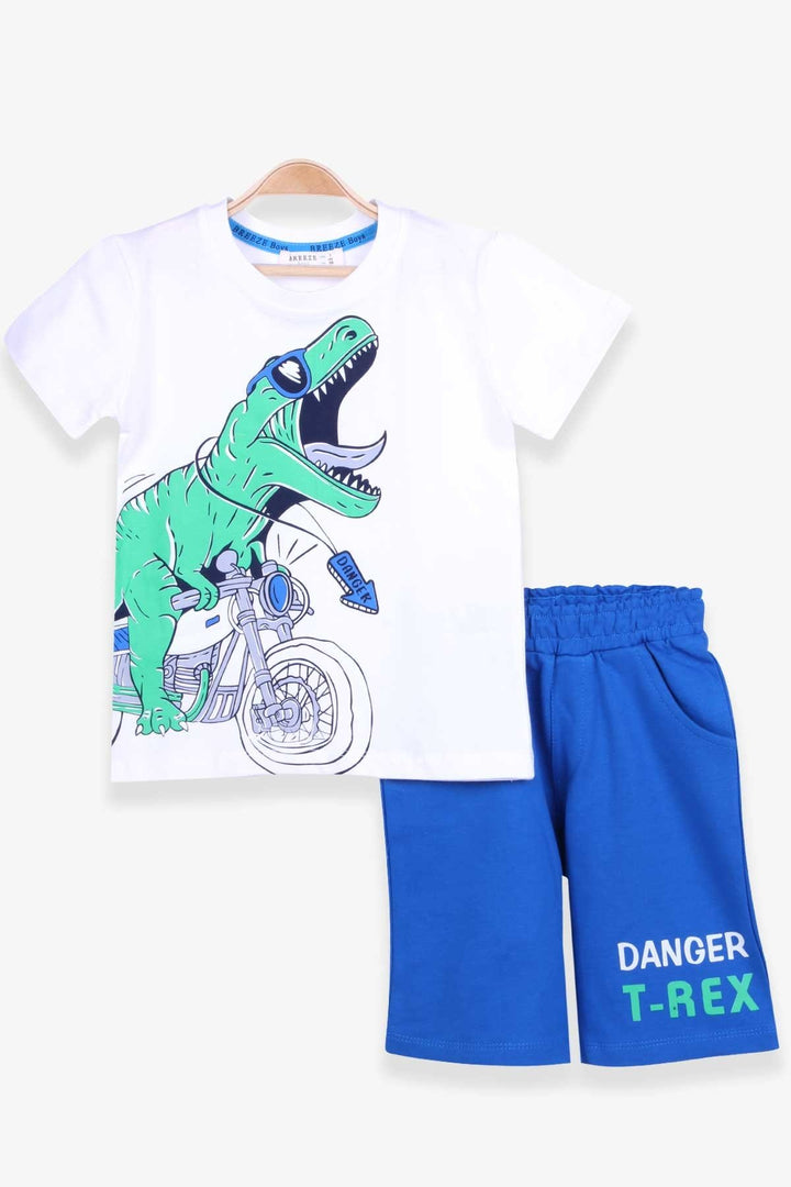 BRE Breeze Boys' Shorts Set with Dinosaur Print, 3-8 Years, Beige - Columbus