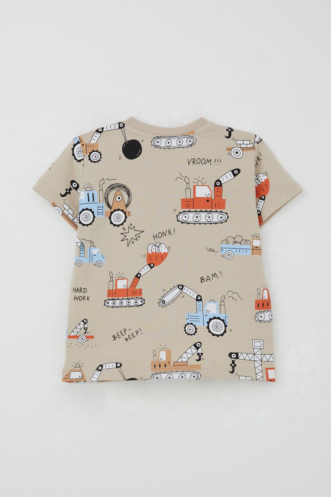 BRE Breeze Boys' Shorts Set Fun Construction Vehicles Patterned 1.5-5 Years, Beige - Freehold