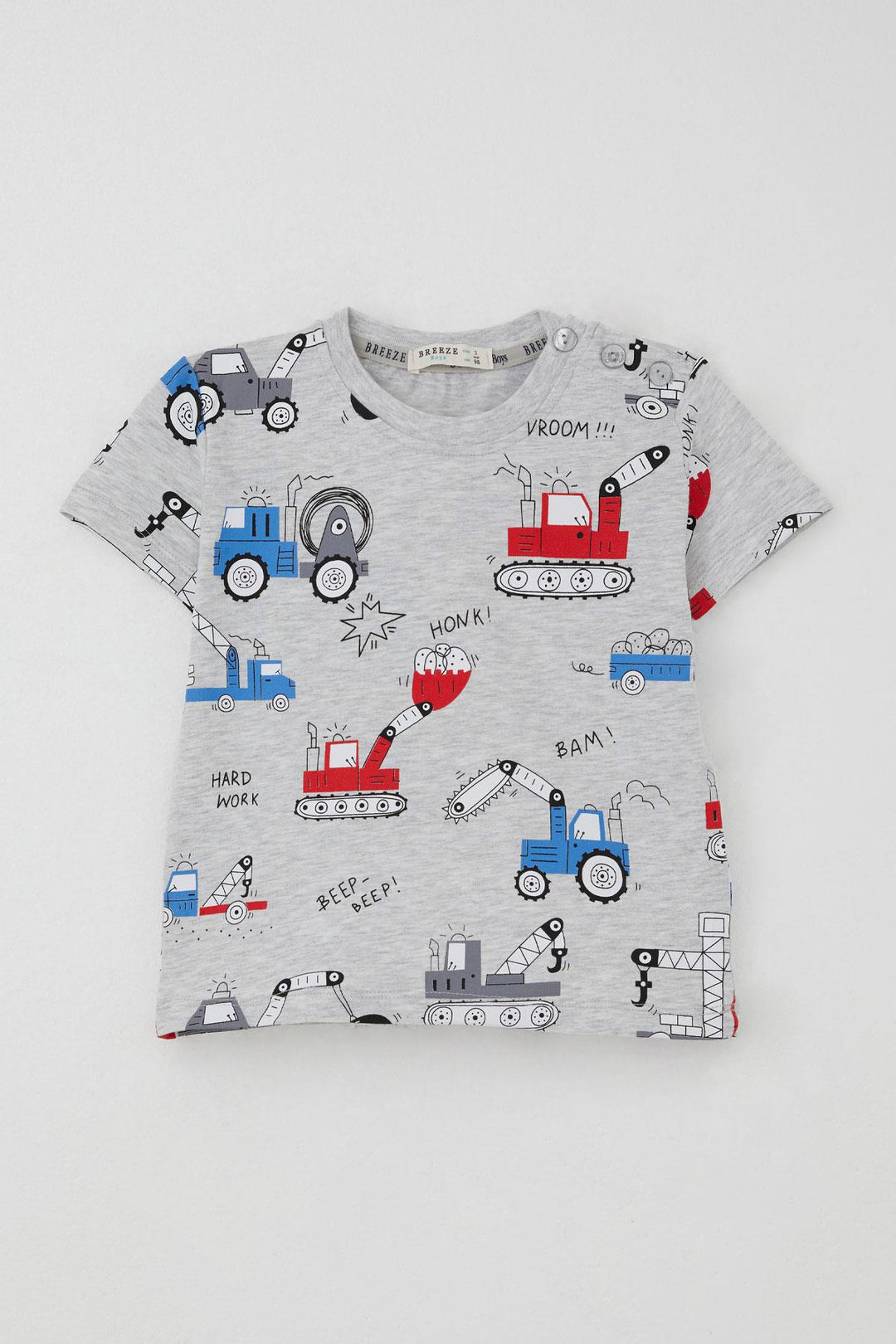BRE Breeze Erkek Çocuk Şortlu Takım Eğlenceli İş Makineleri Desenli 1.5-5 Yaş, Açık Gri Melanj - Ixhuatlán de Madero