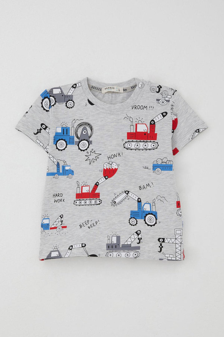 BRE Breeze Erkek Çocuk Şortlu Takım Eğlenceli İş Makineleri Desenli 1.5-5 Yaş, Açık Gri Melanj - Ixhuatlán de Madero