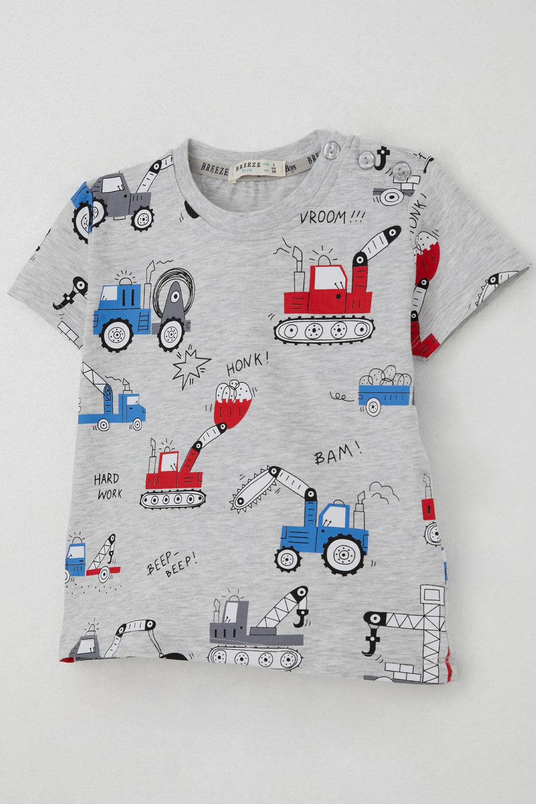 BRE Breeze Erkek Çocuk Şortlu Takım Eğlenceli İş Makineleri Desenli 1.5-5 Yaş, Açık Gri Melanj - Ixhuatlán de Madero