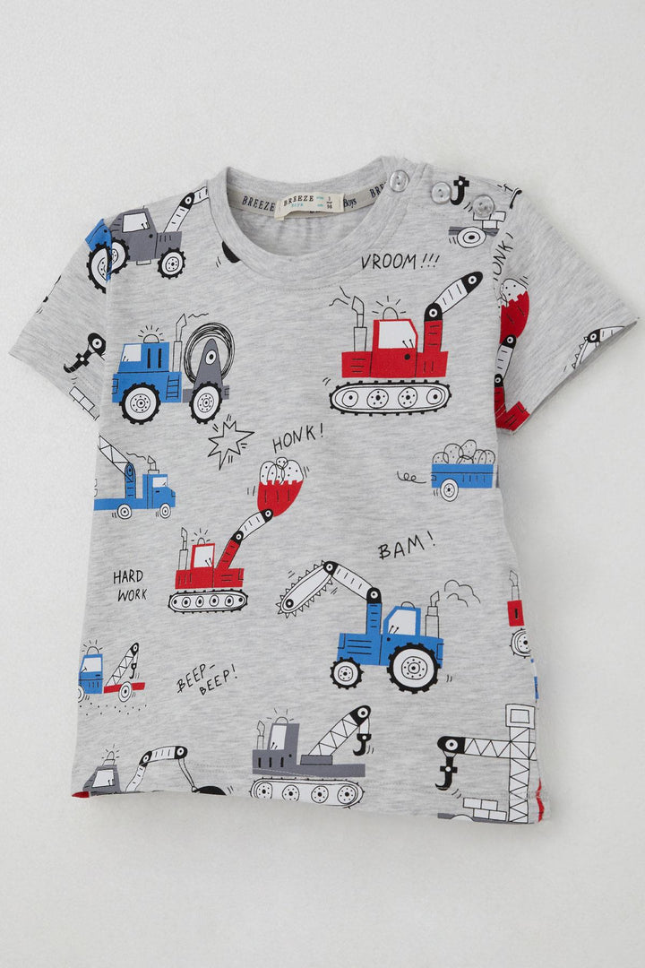BRE Breeze Erkek Çocuk Şortlu Takım Eğlenceli İş Makineleri Desenli 1.5-5 Yaş, Açık Gri Melanj - Ixhuatlán de Madero