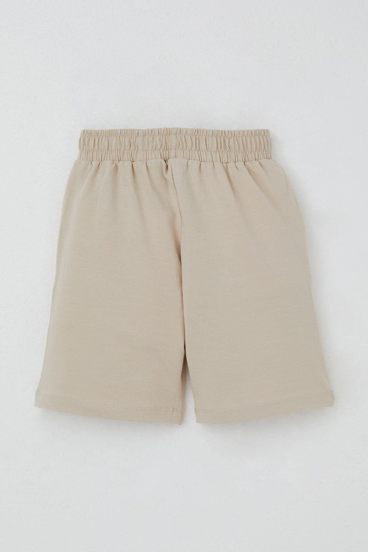 BRE Breeze Boys' Shorts Set Fun Construction Vehicles Patterned 1.5-5 Years, Beige - Freehold