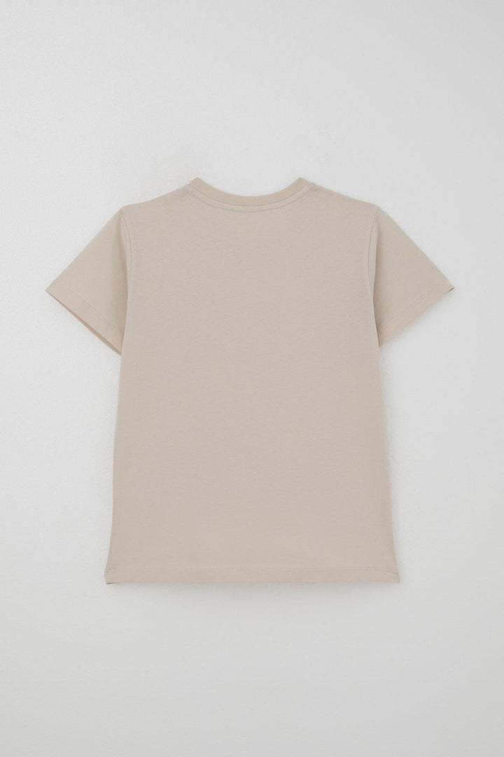 BRE Breeze Erkek Çocuk Şortlu Takım Güçlü Dinozor Baskılı Kısa Kollar Büyük Güç 4-9 Yaş, Bej - Kobryn