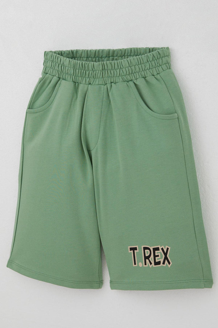 BRE Breeze Erkek Çocuk Şortlu Takım Güçlü Dinozor Baskılı Kısa Kollar Büyük Güç 4-9 Yaş, Bej - Kobryn