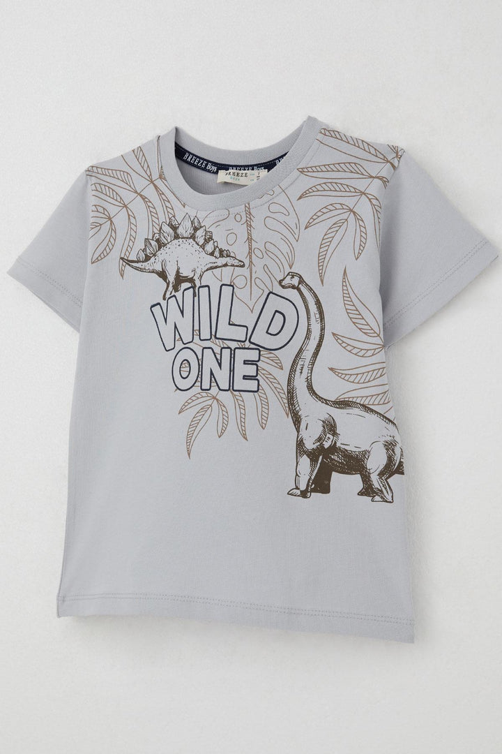 BRE Breeze Erkek Çocuk Şortlu Takım Güçlü Dinozorlar Baskılı 3-8 Yaş, Gri - Marino