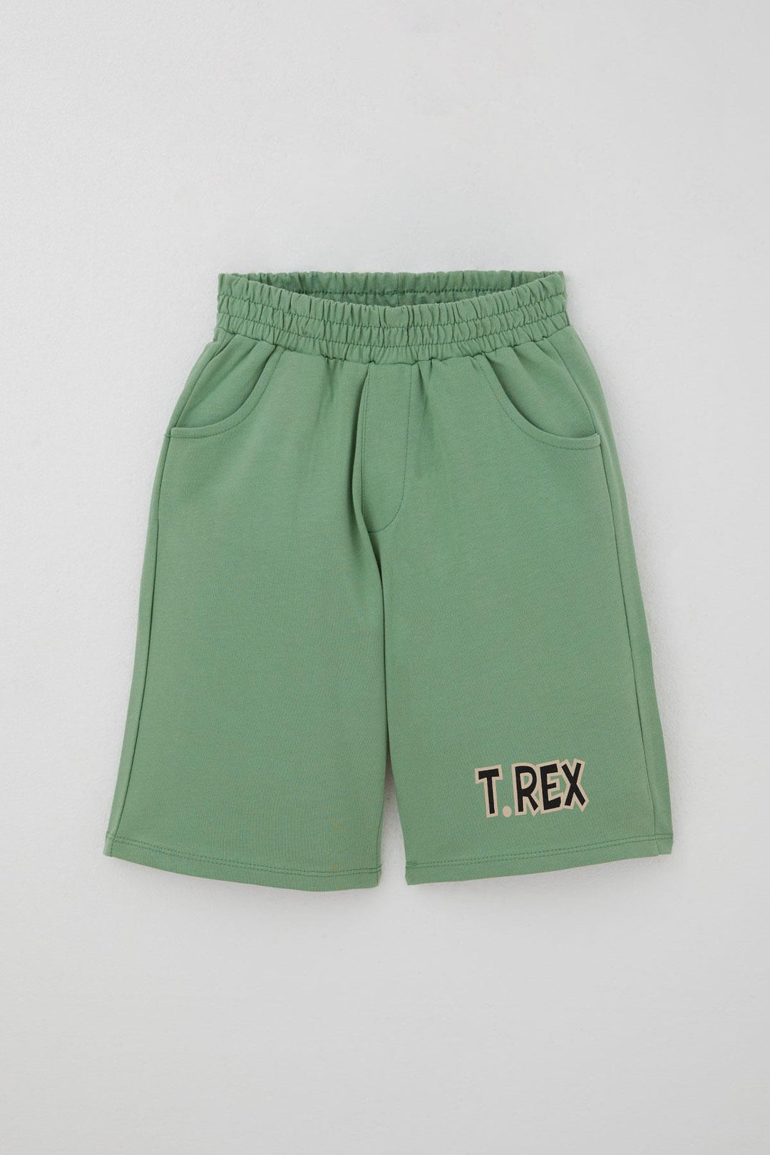 BRE Breeze Erkek Çocuk Şortlu Takım Güçlü Dinozor Baskılı Kısa Kollar Büyük Güç 4-9 Yaş, Bej - Kobryn