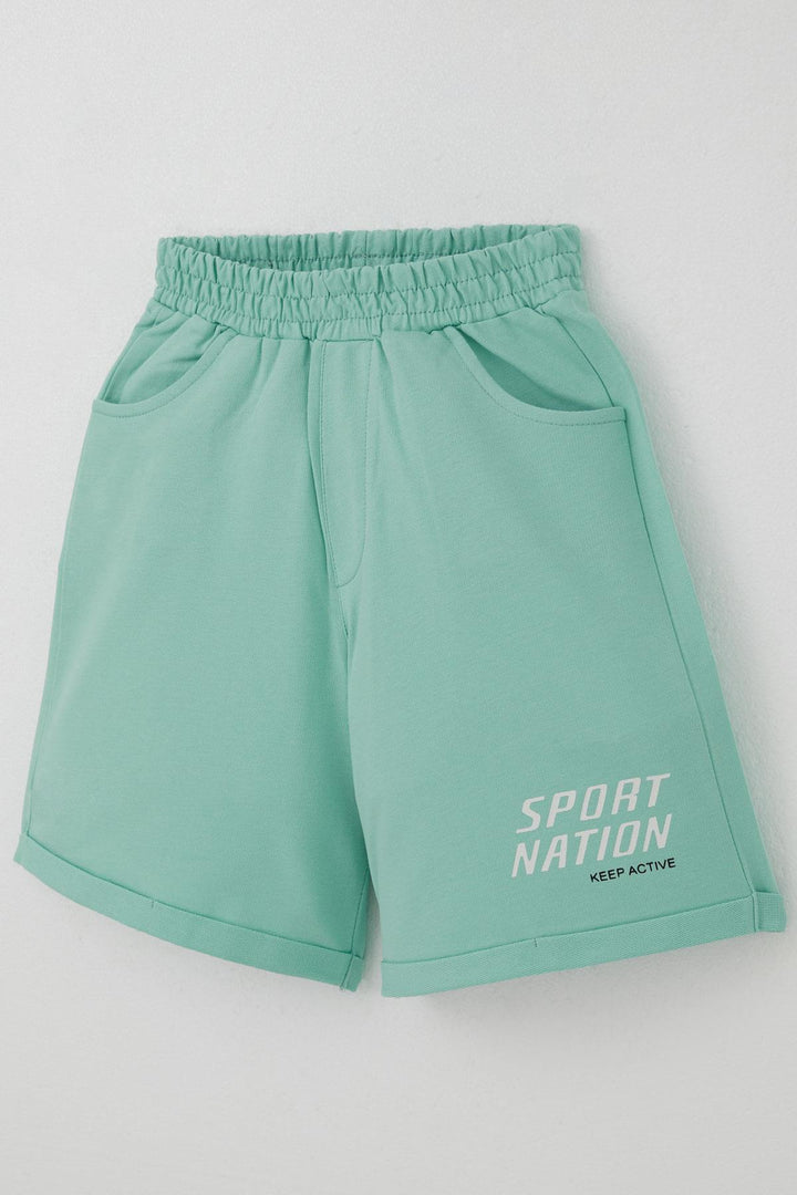 BRE Breeze Boys' Shorts Set Cool Skateboarder Printed 84 Years, Ecru - Playa del Carmen