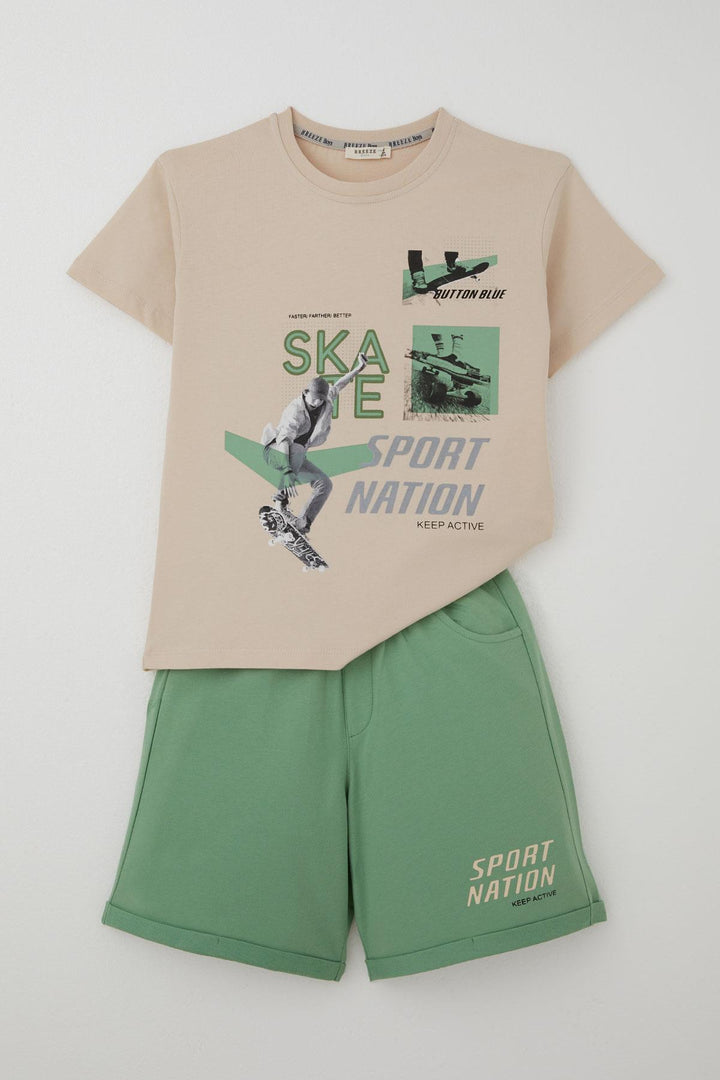 BRE Breeze Erkek Şortlu Takım Havalı Kaykaycı Baskılı 84 Yaş, Bej - Mâcon