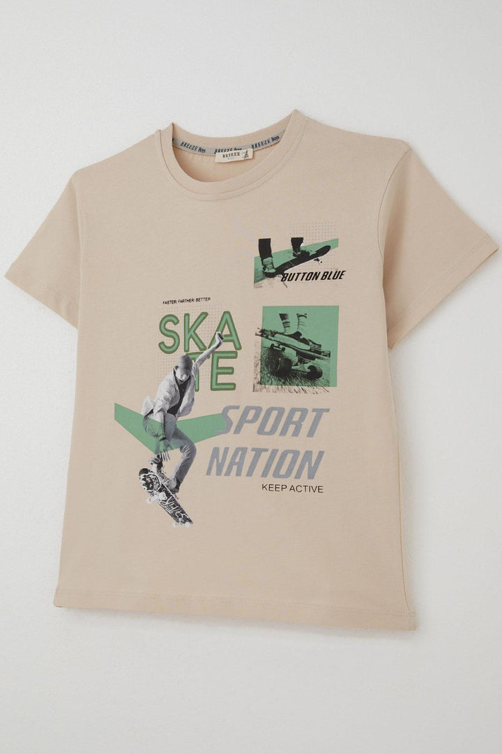 BRE Breeze Erkek Şortlu Takım Havalı Kaykaycı Baskılı 84 Yaş, Bej - Mâcon