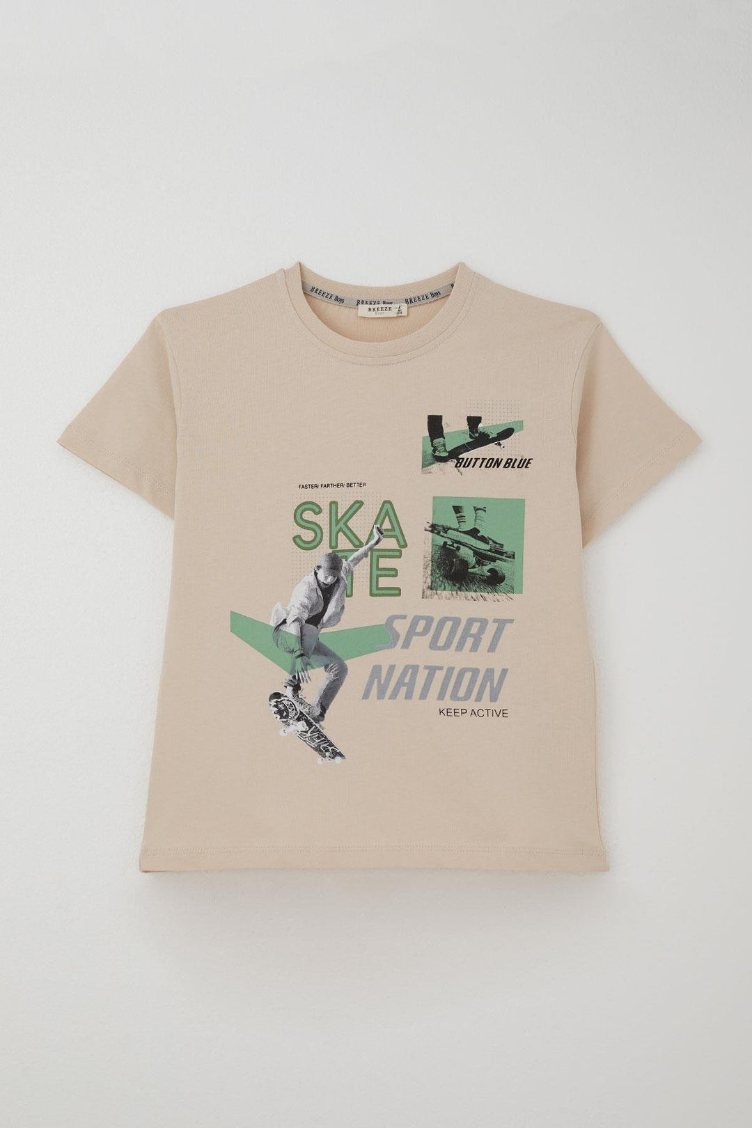 BRE Breeze Erkek Şortlu Takım Havalı Kaykaycı Baskılı 84 Yaş, Bej - Mâcon