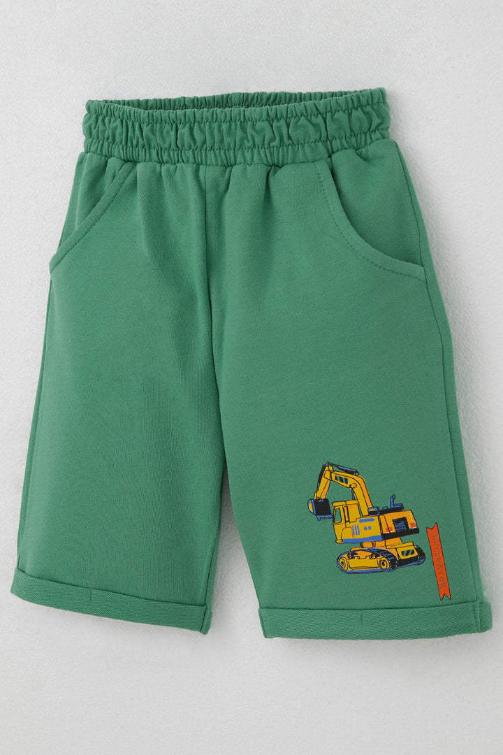BRE Breeze Boys' Shorts Set with Construction Machine Print, 1-4 Years, Beige - Paderno Dugnano