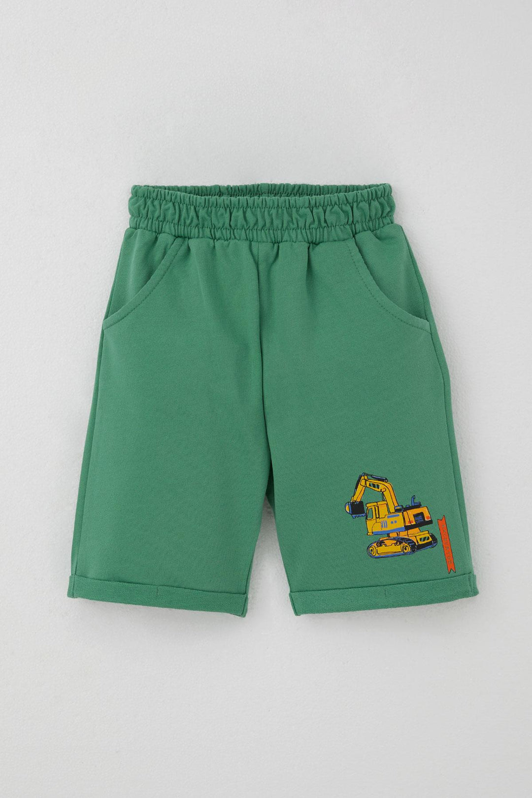 BRE Breeze Boys' Shorts Set with Construction Machine Print, 1-4 Years, Beige - Paderno Dugnano