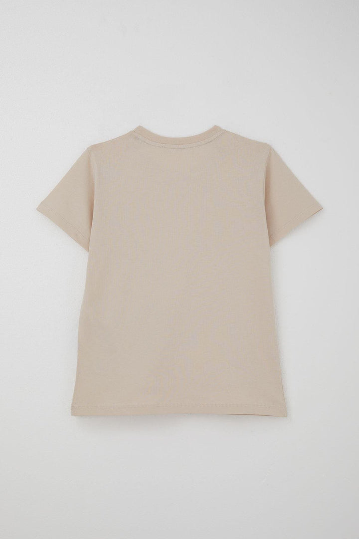 BRE Breeze Erkek Çocuk Şortlu Takım Jetski Tutkunu Havalı Dinozor Baskılı 5-9 Yaş, Bej - Mentor