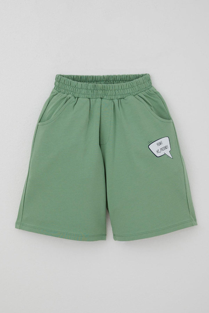 BRE Breeze Erkek Çocuk Şortlu Takım Jetski Tutkunu Havalı Dinozor Baskılı 5-9 Yaş, Bej - Mentor