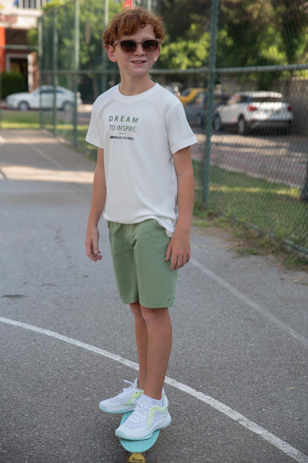 BRE Breeze Boys' Shorts Set Embossed Printed 50 Years, Ecru - Rheine