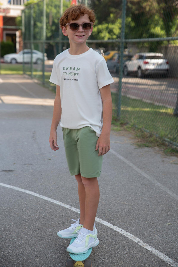 BRE Breeze Boys' Shorts Set Embossed Printed 50 Years, Ecru - Rheine