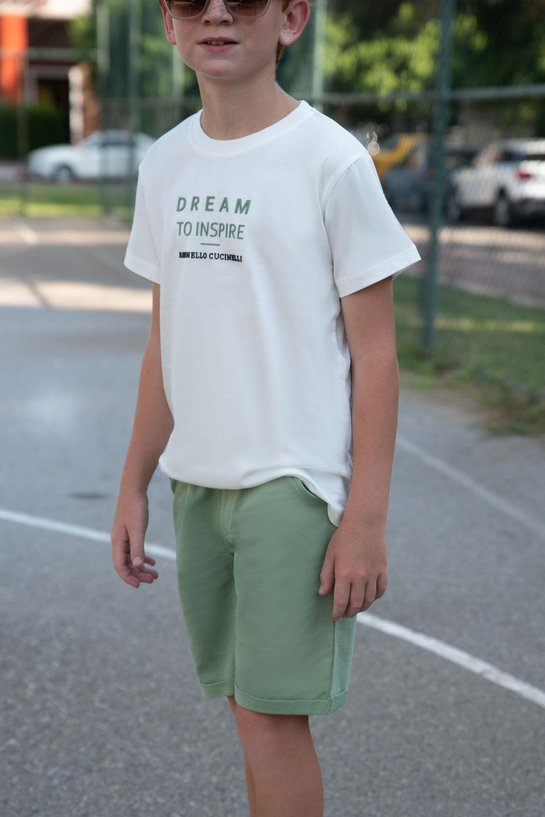 BRE Breeze Boys' Shorts Set Embossed Printed 50 Years, Ecru - Rheine