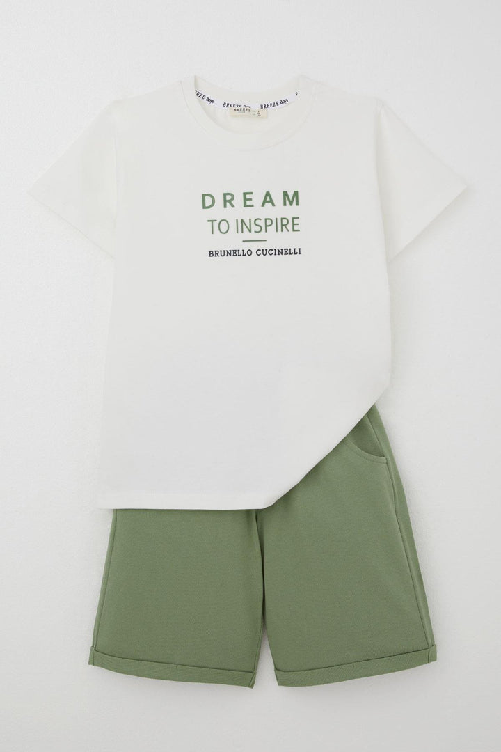 BRE Breeze Boys' Shorts Set Embossed Printed 50 Years, Ecru - Rheine