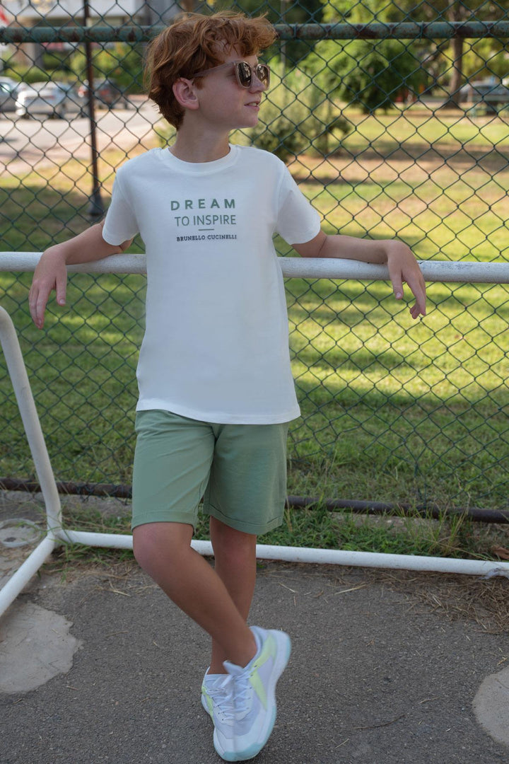 BRE Breeze Boys' Shorts Set Embossed Printed 50 Years, Ecru - Rheine