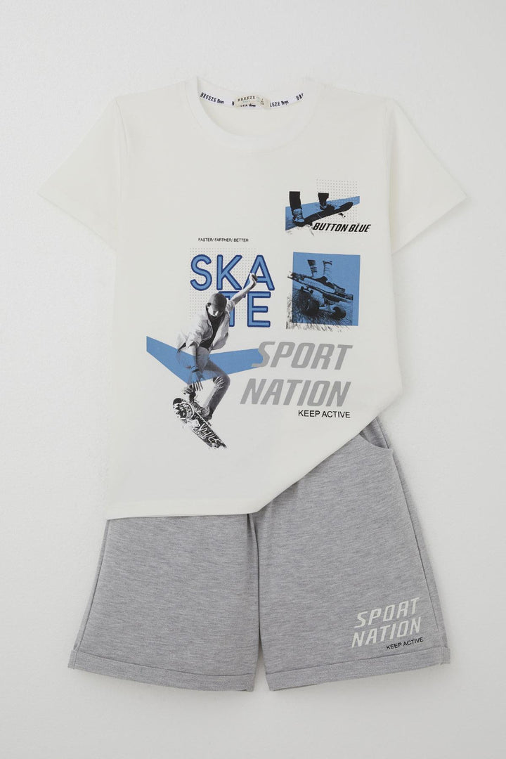 BRE Breeze Erkek Çocuk Şortlu Takım Kaykay Kralı 84 Yaş, Ekru - Bryan