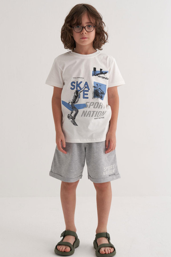 BRE Breeze Erkek Çocuk Şortlu Takım Kaykay Kralı 84 Yaş, Ekru - Bryan