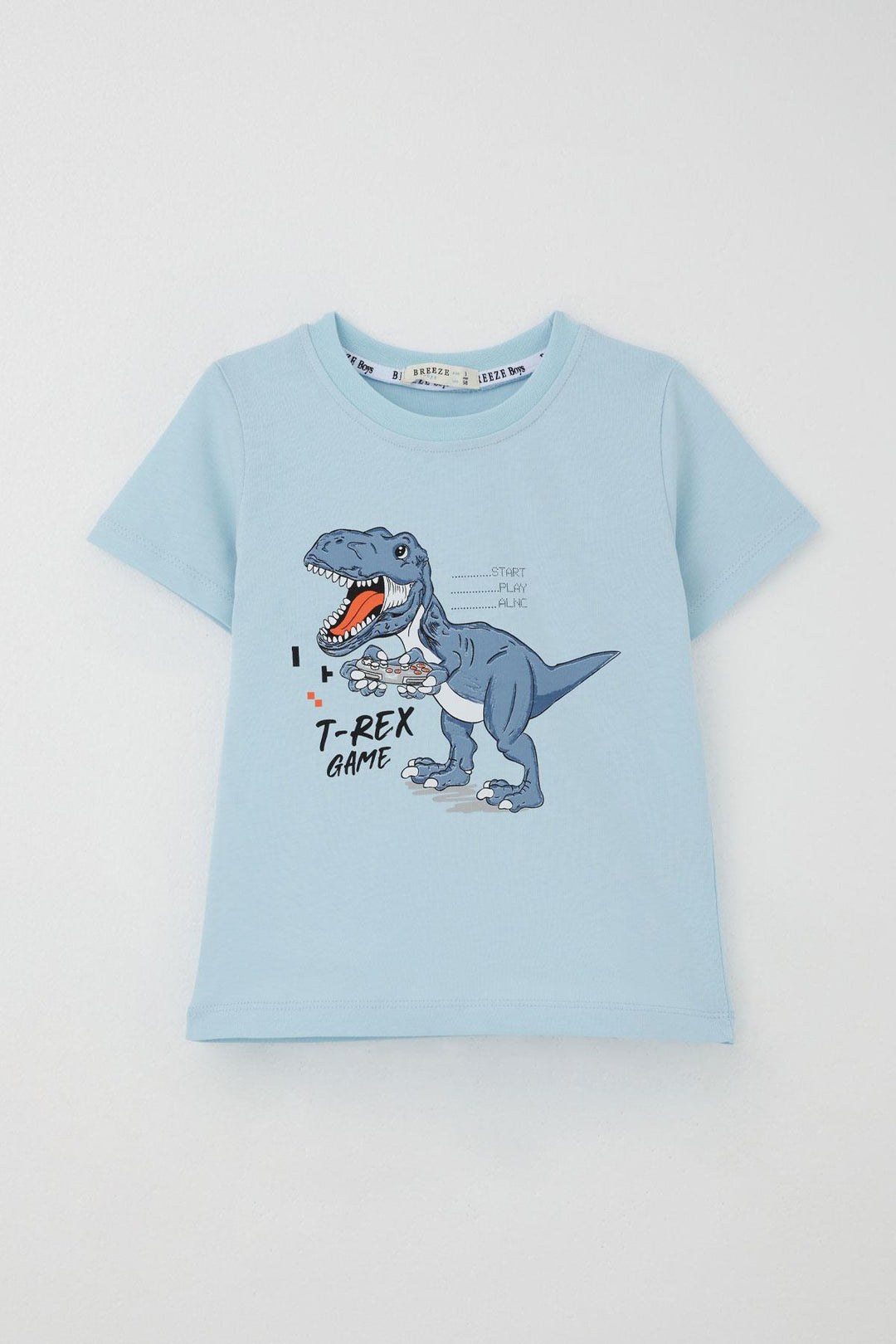BRE Breeze Boys' Shorts Set Console King Player Dinosaur Printed 2-6 Years, Light Blue - Clarington
