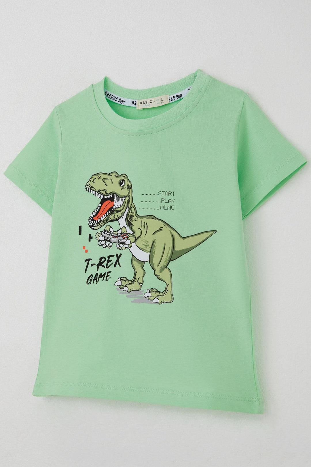 BRE Breeze Boys' Shorts Set Console King Player Dinosaur Printed 2-6 Years, Aqua Green - Iormughanlo