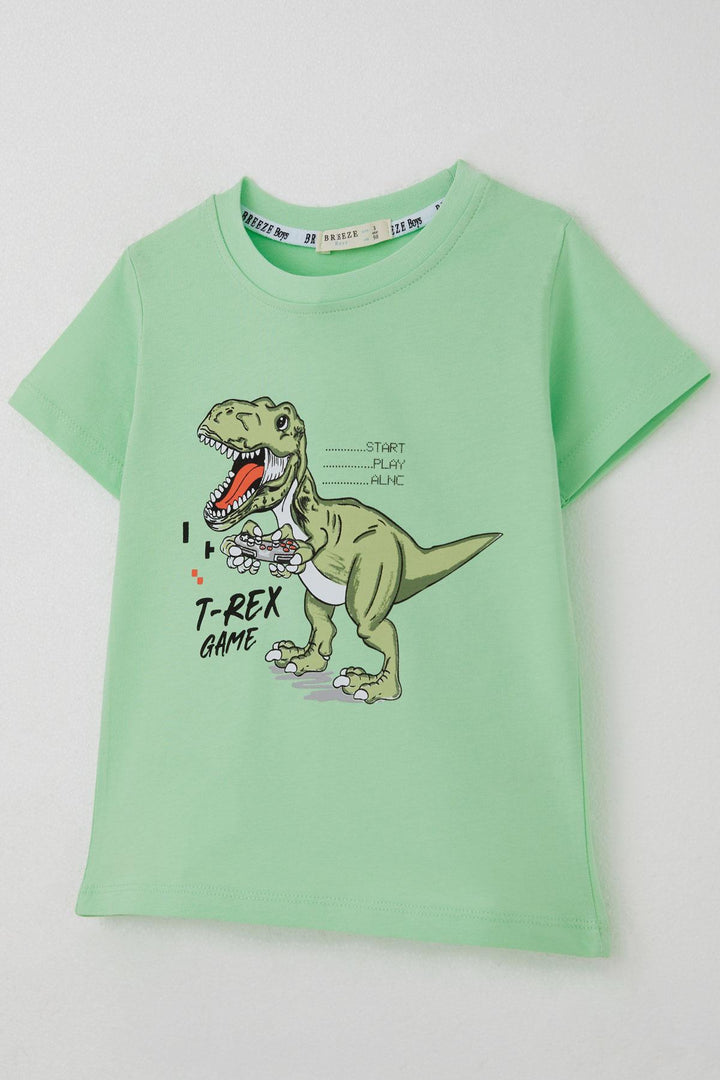 BRE Breeze Boys' Shorts Set Console King Player Dinosaur Printed 2-6 Years, Aqua Green - Iormughanlo