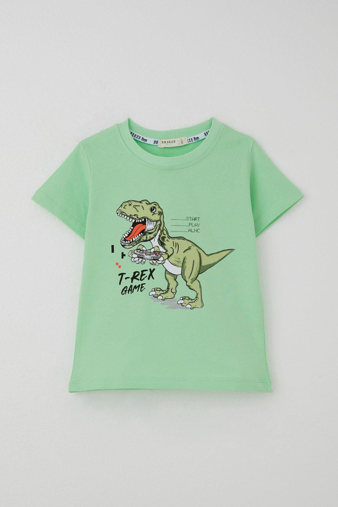 BRE Breeze Boys' Shorts Set Console King Player Dinosaur Printed 2-6 Years, Aqua Green - Iormughanlo