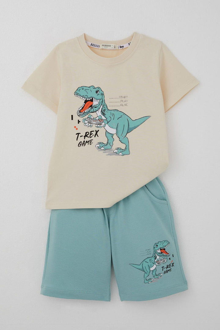 BRE Breeze Boys' Shorts Set Console King Player Dinosaur Printed 2-6 Years, Cream - Civitavecchia
