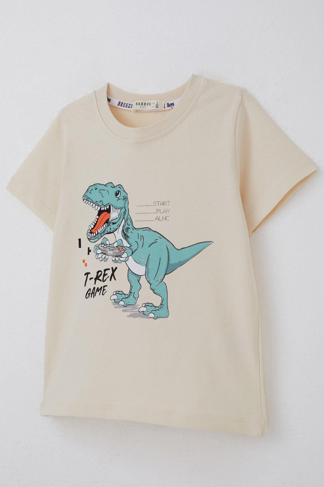 BRE Breeze Boys' Shorts Set Console King Player Dinosaur Printed 2-6 Years, Cream - Milton