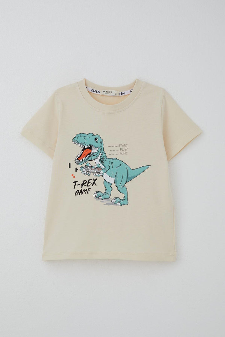 BRE Breeze Boys' Shorts Set Console King Player Dinosaur Printed 2-6 Years, Cream - Milton